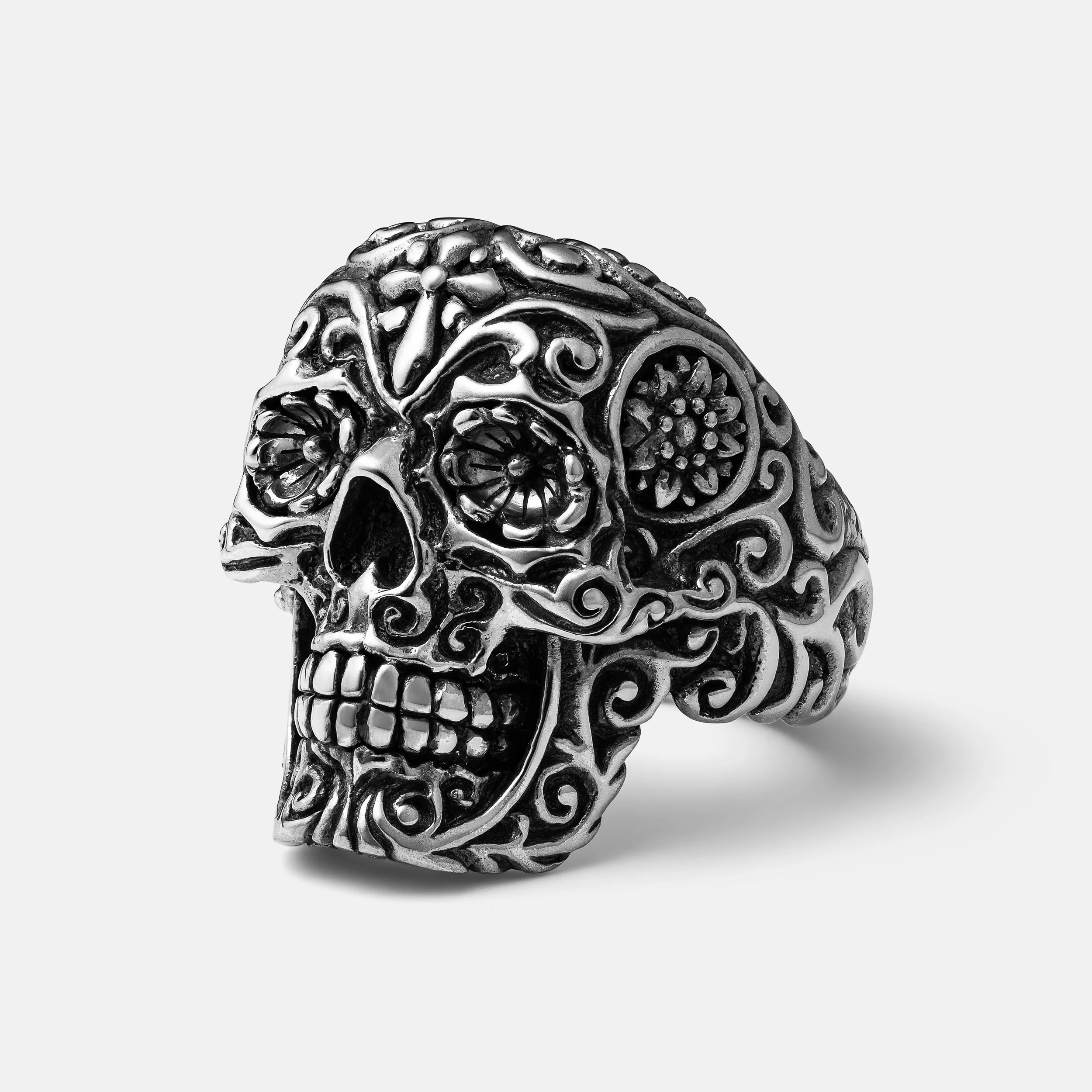 "Los Muertos" Handcrafted Sterling Silver Men's Ring | Clocks and Colours