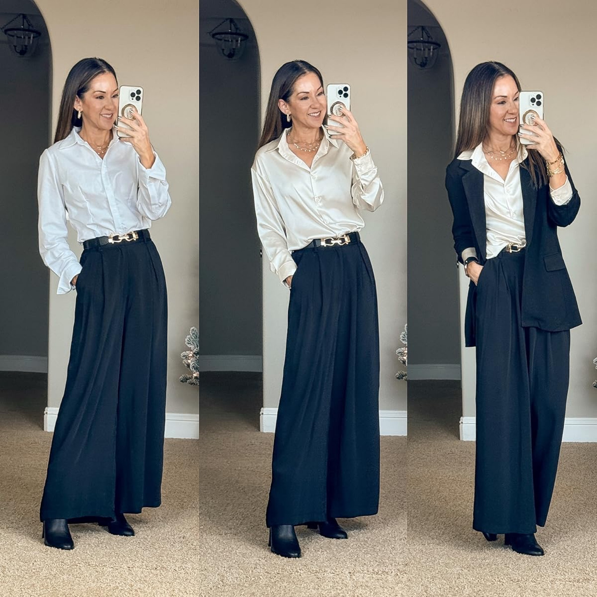 Petite Work outfits

I’m wearing size XS in tailored button down shirt, S in inches sleeve blazer, and XS Short in wide leg trousers

Petite work wear  Button down shirt  Wide leg pants  Accesories  Petite fashion  Style guide  Style tips  Fashion guide Fashion tips  Petite style  Stretch belt  Black  Blazer 

#LTKworkwear #LTKstyletip