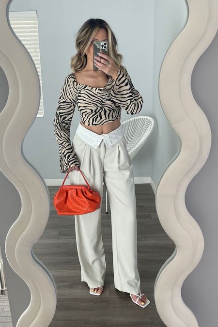 Backless zebra blouse and fold over trousers. Both excellent quality for the price! #shein #sheinfinds #sheinoutfit 

#LTKunder50 #LTKFind #LTKeurope