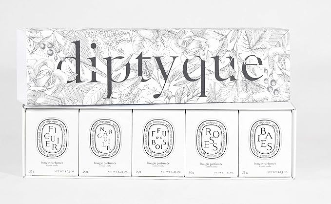 Diptyque Set of Five Scented Candles - Baies, Roses, Figuier, Fue De Bois, Narguile - Travel Size... | Amazon (US)