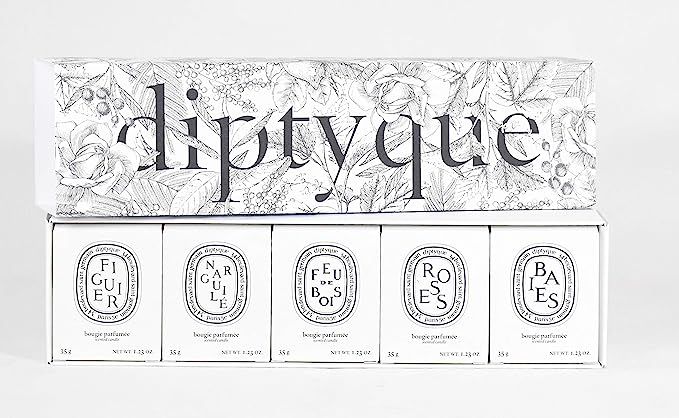 Diptyque Set of Five Scented Candles - Baies, Roses, Figuier, Fue De Bois, Narguile - Travel Size... | Amazon (US)