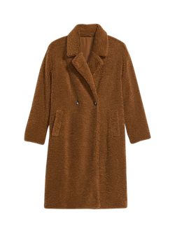 Long Double-Breasted Sherpa Coat for Women | Old Navy (US)