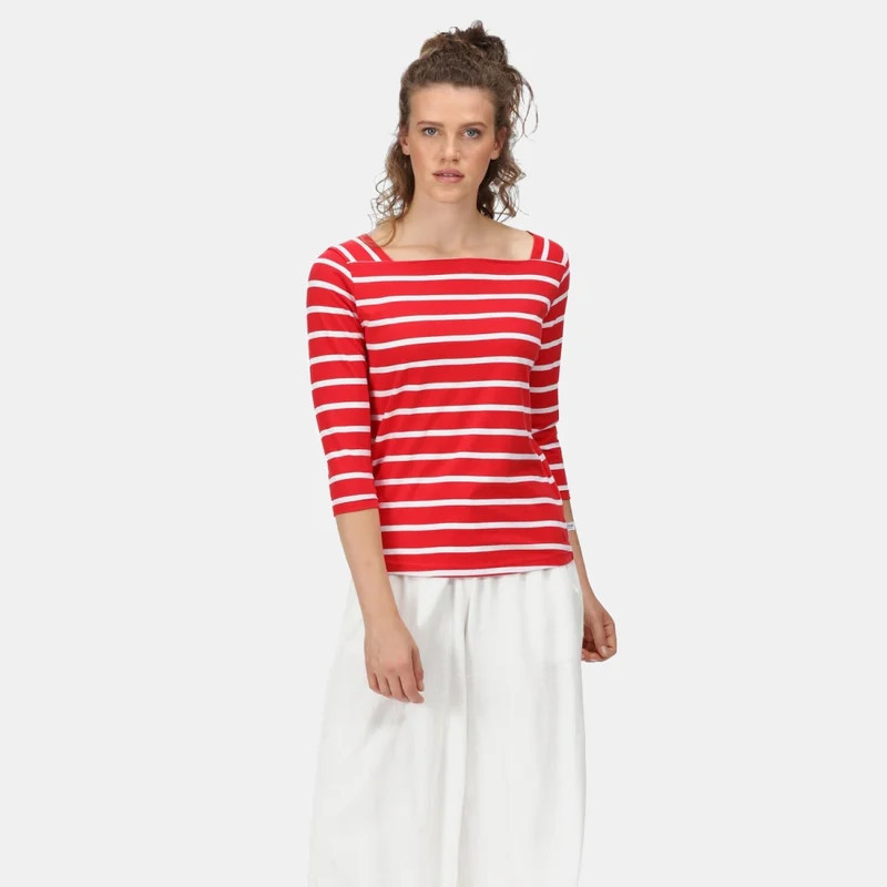 Regatta Womens/Ladies Polexia Stripe T-Shirt - True Red/White - Red - 6 | Verishop
