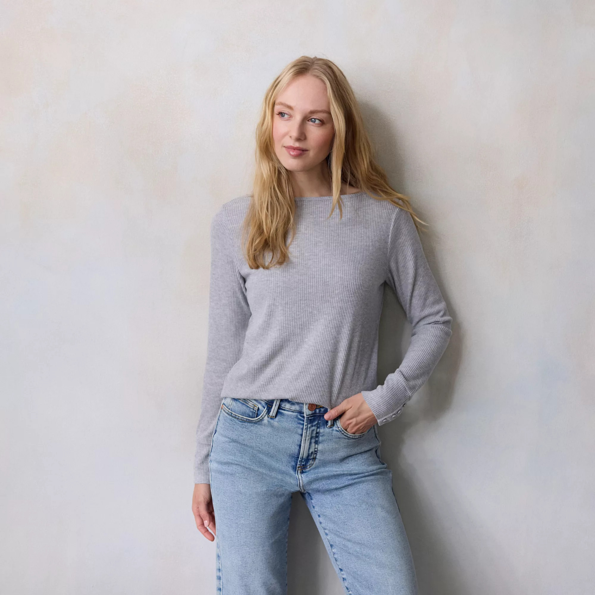 Women's LC Lauren Conrad Long Sleeve Boat Neck Tee | Kohl's