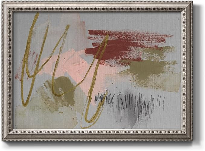 Abstract Wall Art Red and Green Scribbles Painting Picture Modern Home Décor Artwork Silvery Fra... | Amazon (US)