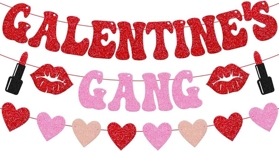 Galentine’s Gang Banner Happy Galentines Day Party Decorations Heart Garland Girl Ladies Friend... | Amazon (US)