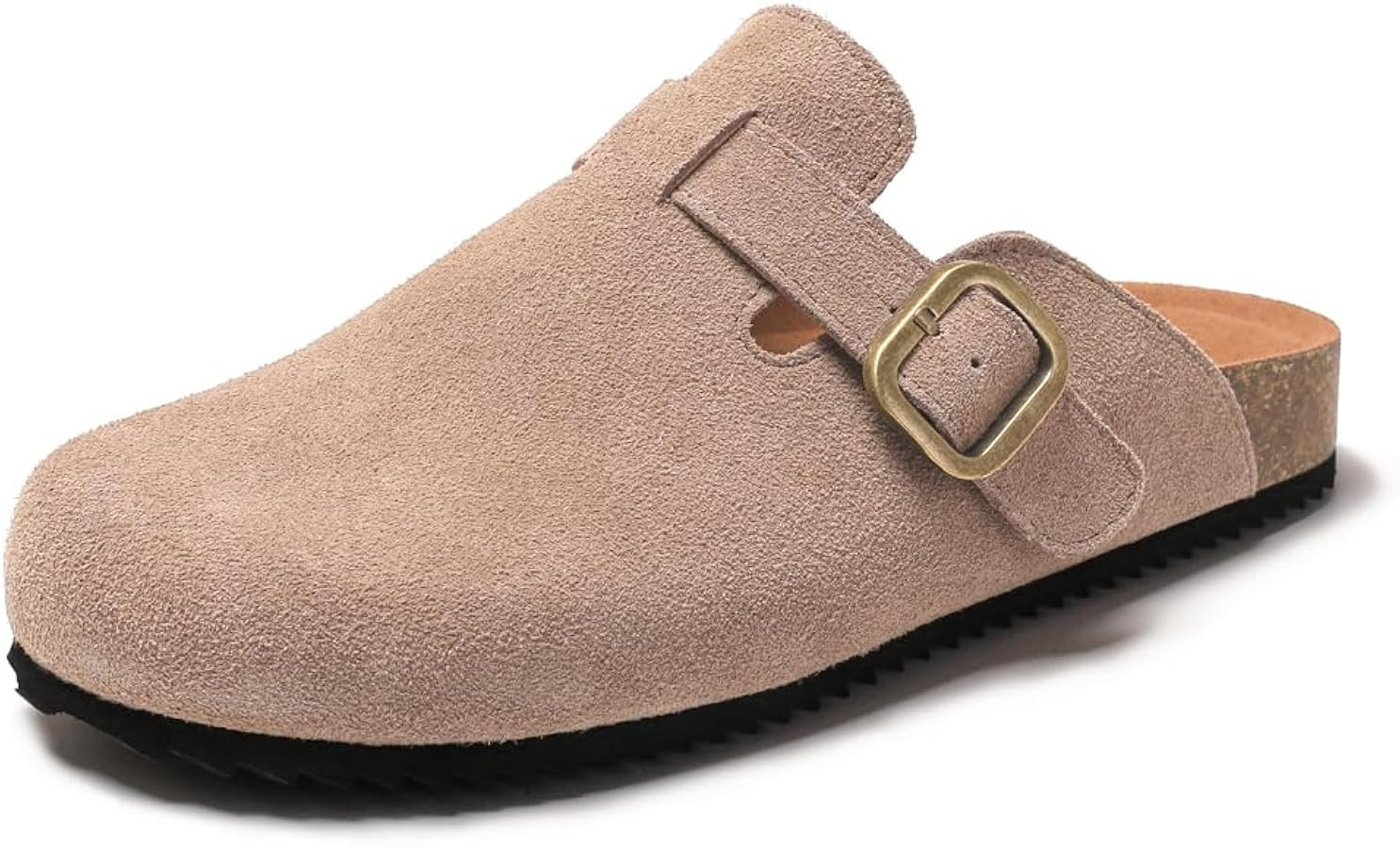 Women's Suede Clogs Leather Mules Comfort Cork Footbed Sandals Potato Shoes with Arch Support | Amazon (US)