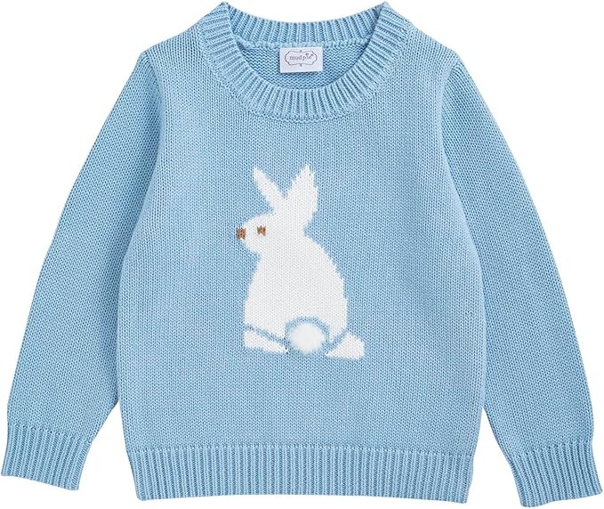Mud Pie Toddler Boy Blue Crew Neck Easter Bunny Sweater | Amazon (US)
