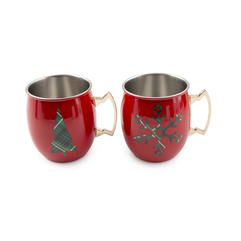 Cambridge Silversmiths 2 Pack Of 20 Oz Red Christmas Moscow Mule Mugs | Wayfair North America