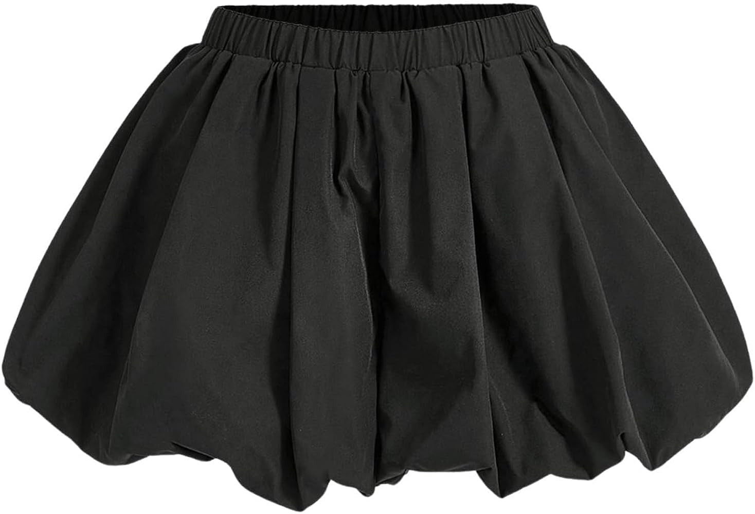 WDIRARA Women's Asymmetrical Hem Bubble Skorts Elastic Waist Loose Fit Solid Mini Skirt Pants | Amazon (US)