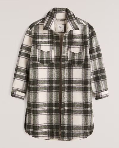 Long-Length Wool-Blend Shirt Jacket | Abercrombie & Fitch (US)