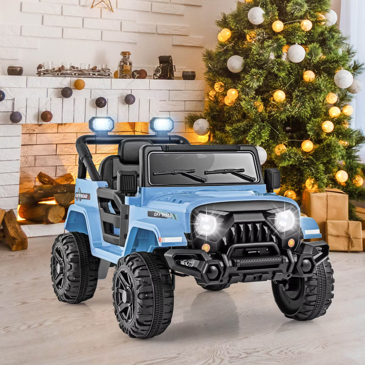 Costway 12V Kids Ride on Truck Car w/Remote Control, Threaded Wheels 3 Speeds LED Lights | Target