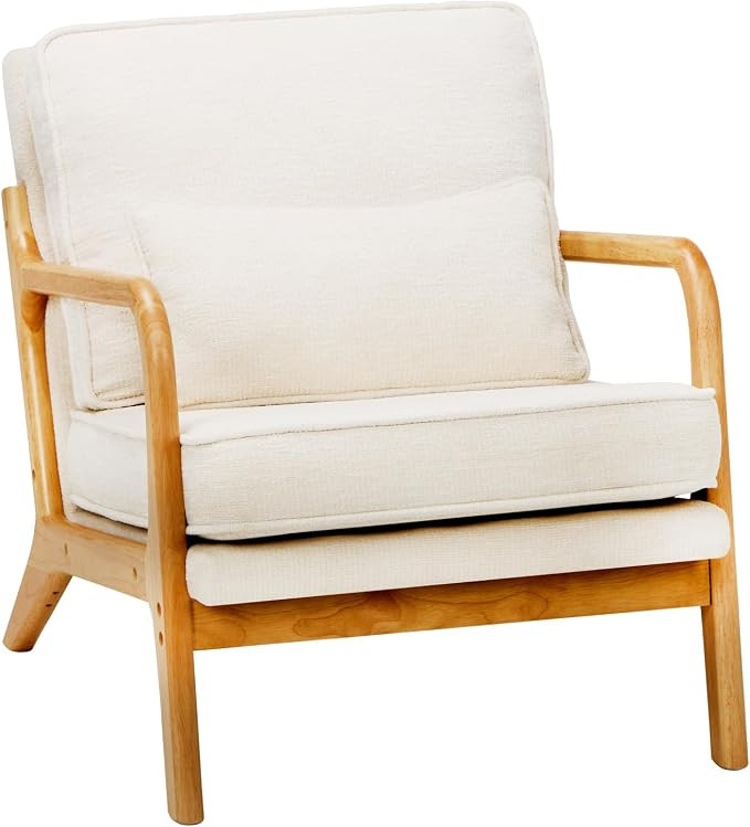 Mid-Century Accent Chair, Beige | Amazon (US)