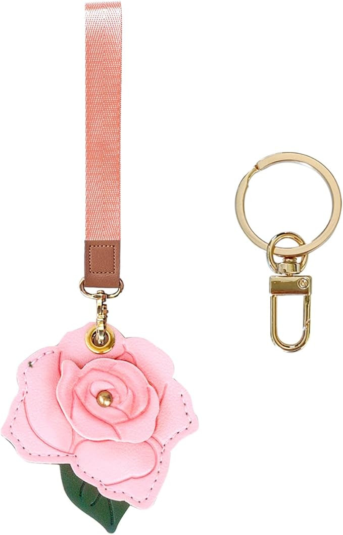 Faux Leather Hidden Keychain Holder,Cute Kawaii Protective Case Accessories with Wristlet Strap L... | Amazon (US)