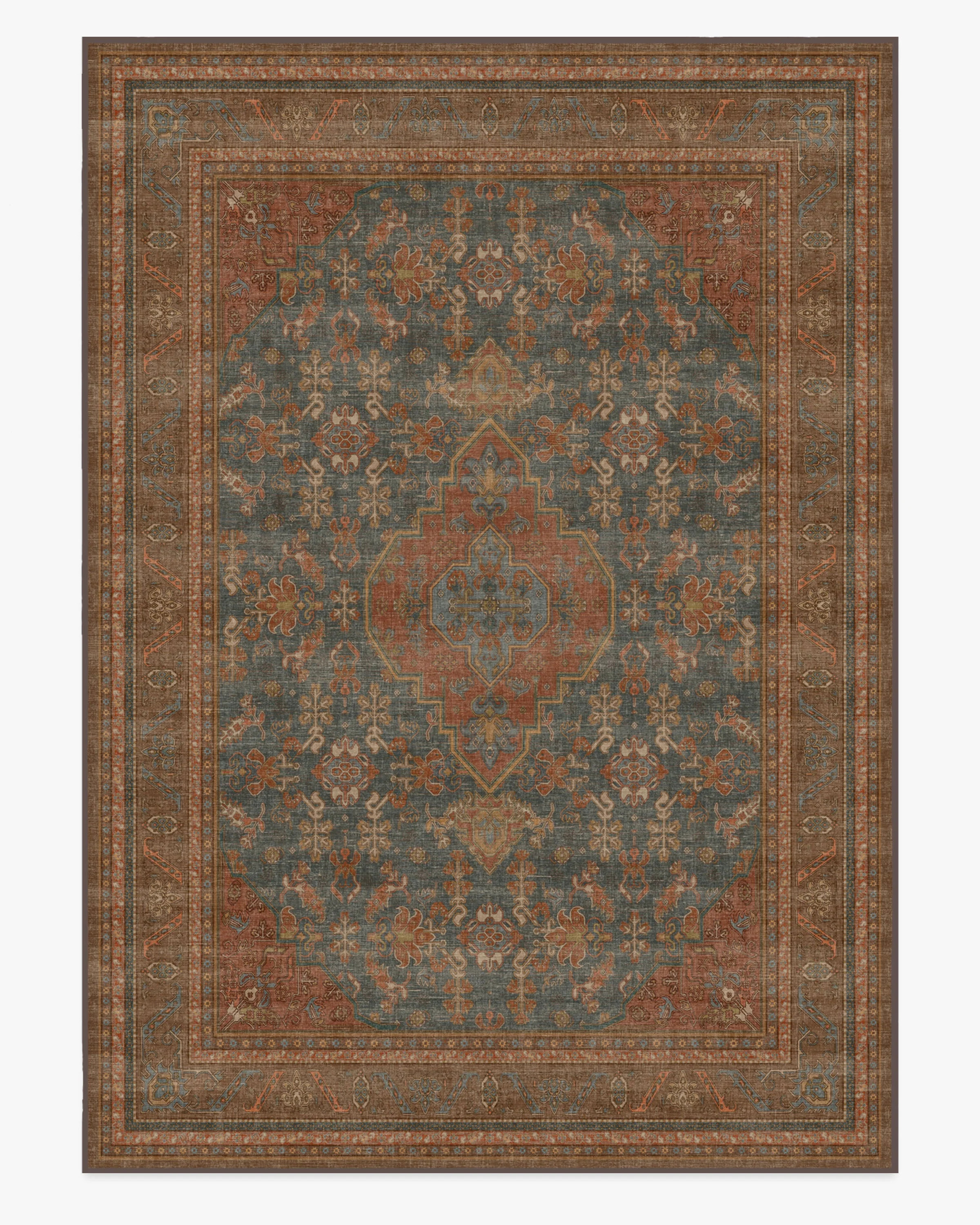 Rowan Teal Blue & Copper Rug | Ruggable