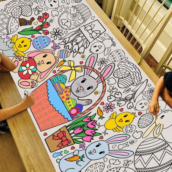 GIANT Easter Coloring Poster or Table Cover | Paper Easter Tablecloth | Easter Craft | 30" x 72" ... | Etsy (US)