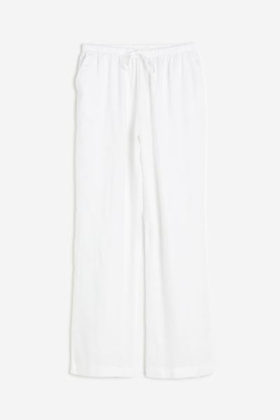 Wide-leg Linen-blend Pants - White - Ladies | H&M US | H&M (US + CA)