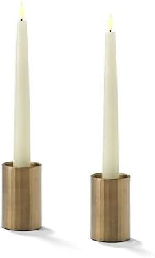 Taper Candle Holders, Set of 2 - Aged Brass Finish, 3 Inch Tall, Fits Standard Tapered Candlestic... | Amazon (US)