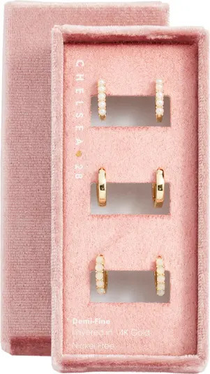 Chelsea28 Set of 3 Demi Fine Huggie Hoop Earrings | Nordstrom | Nordstrom