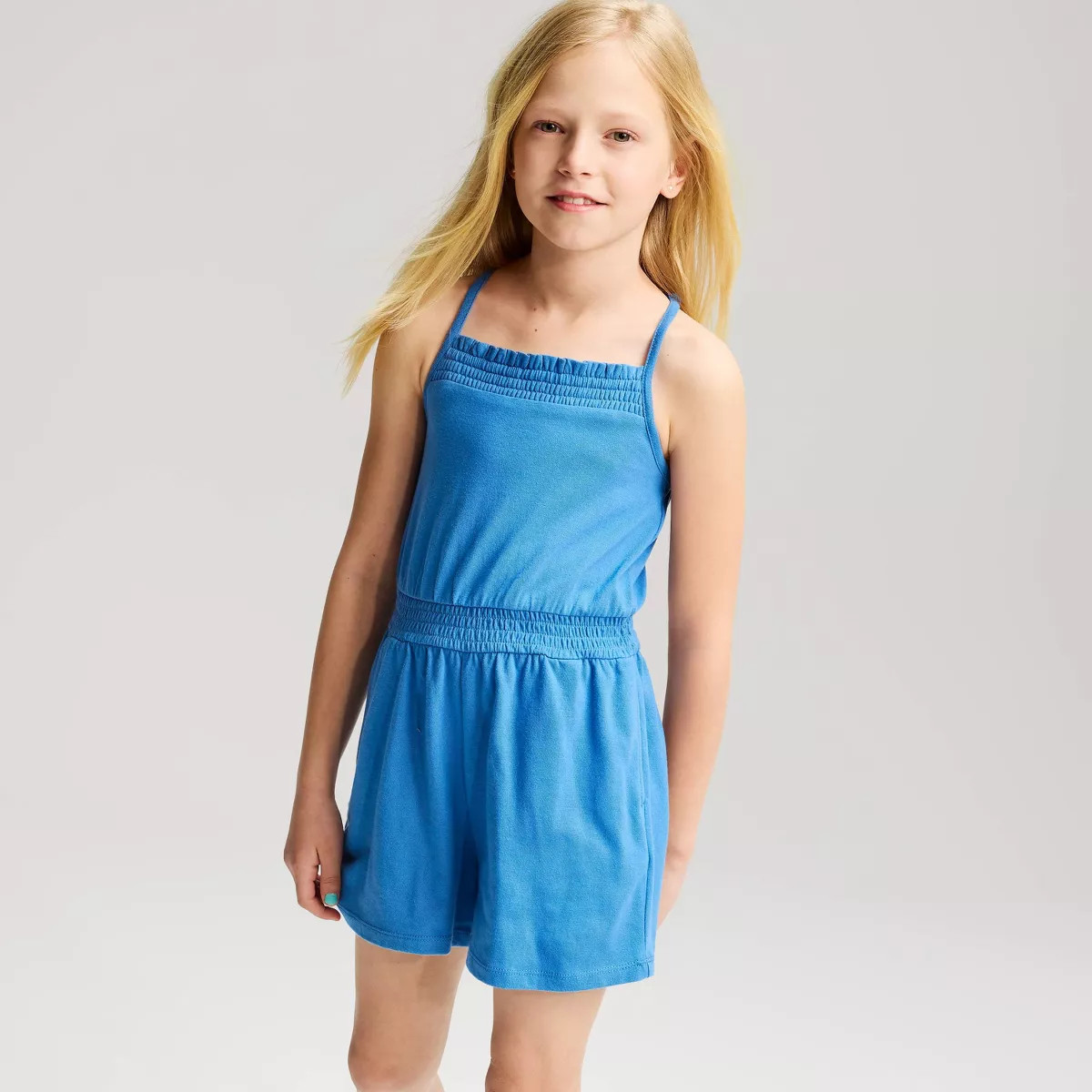 Girls' Knit Romper - Cat & Jack\u2122 Ocean Blue XXL Plus | Target