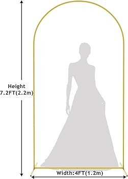 Asee'm 7.2FT Metal Wedding Arch Stand Gold Square Arched Backdrop Frame for Party Ceremony Birthd... | Amazon (US)