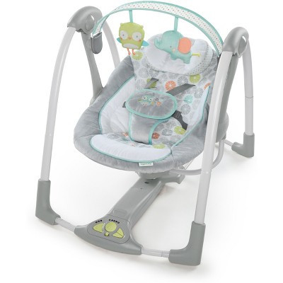 Ingenuity Swing 'n Go Portable 5-Speed Baby Swing with Nature Sounds - Hugs & Hoots: Folds for Easy Transport, Machine Washable Seat Pad | Target