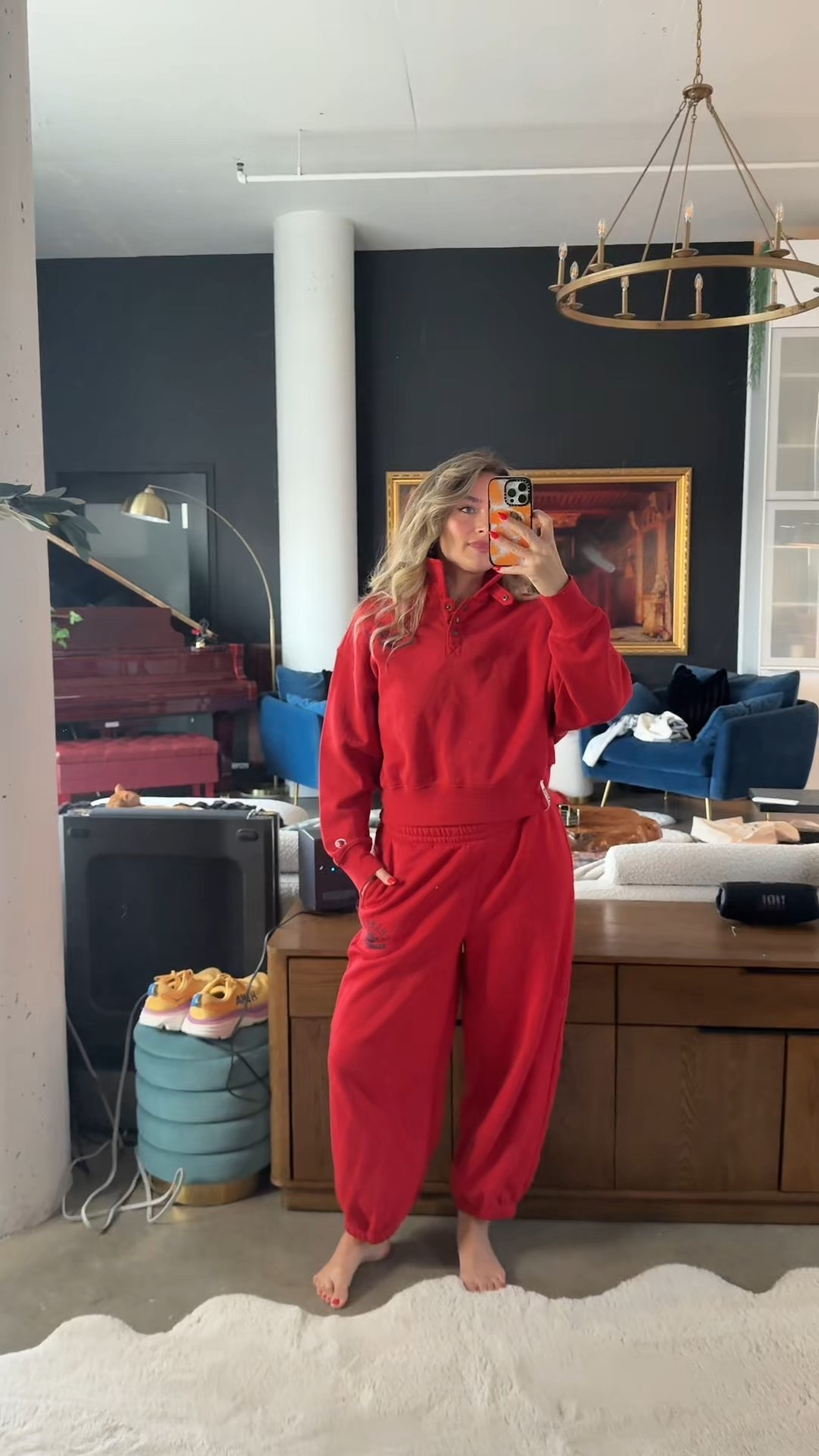 Cute red champion set! I’m wearing a size small in top and bottoms 