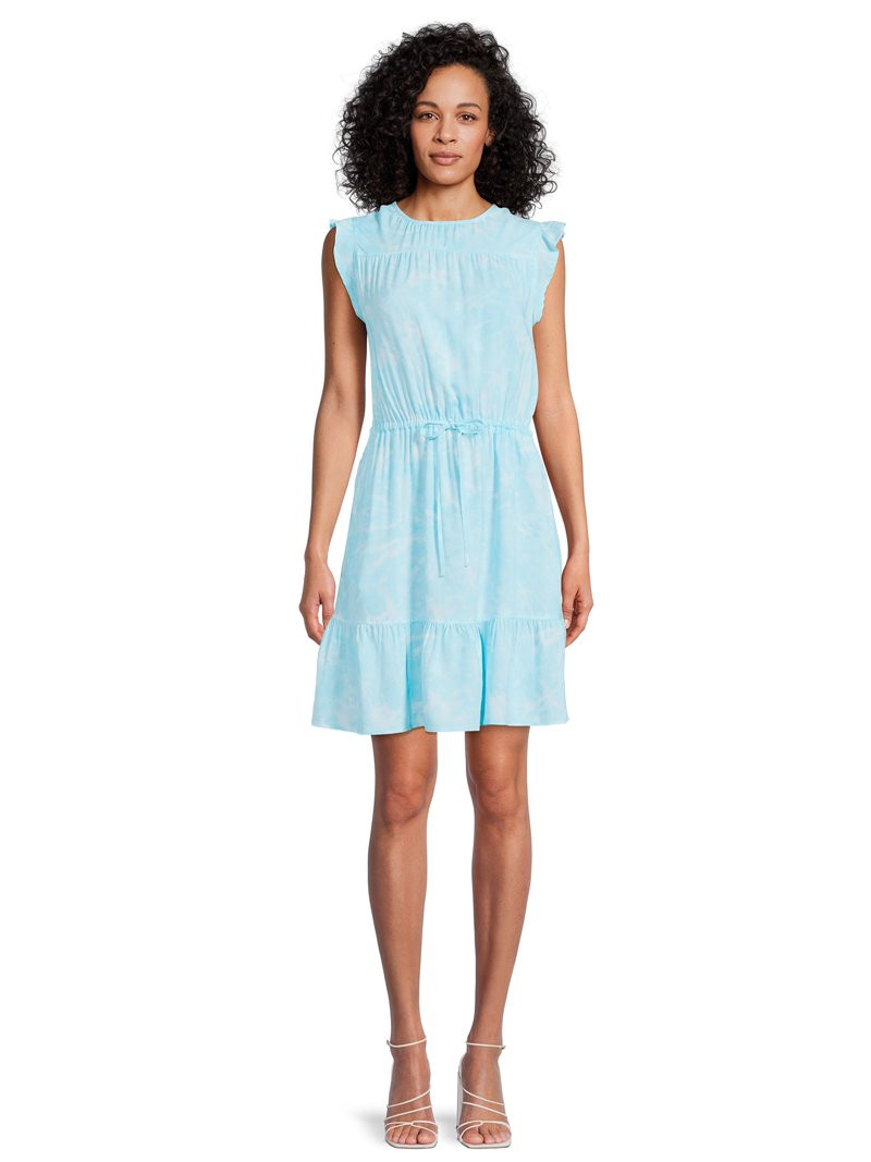 Time and Tru Women’s Woven Flutter Sleeve Dress with Flounce Hem | Walmart (US)