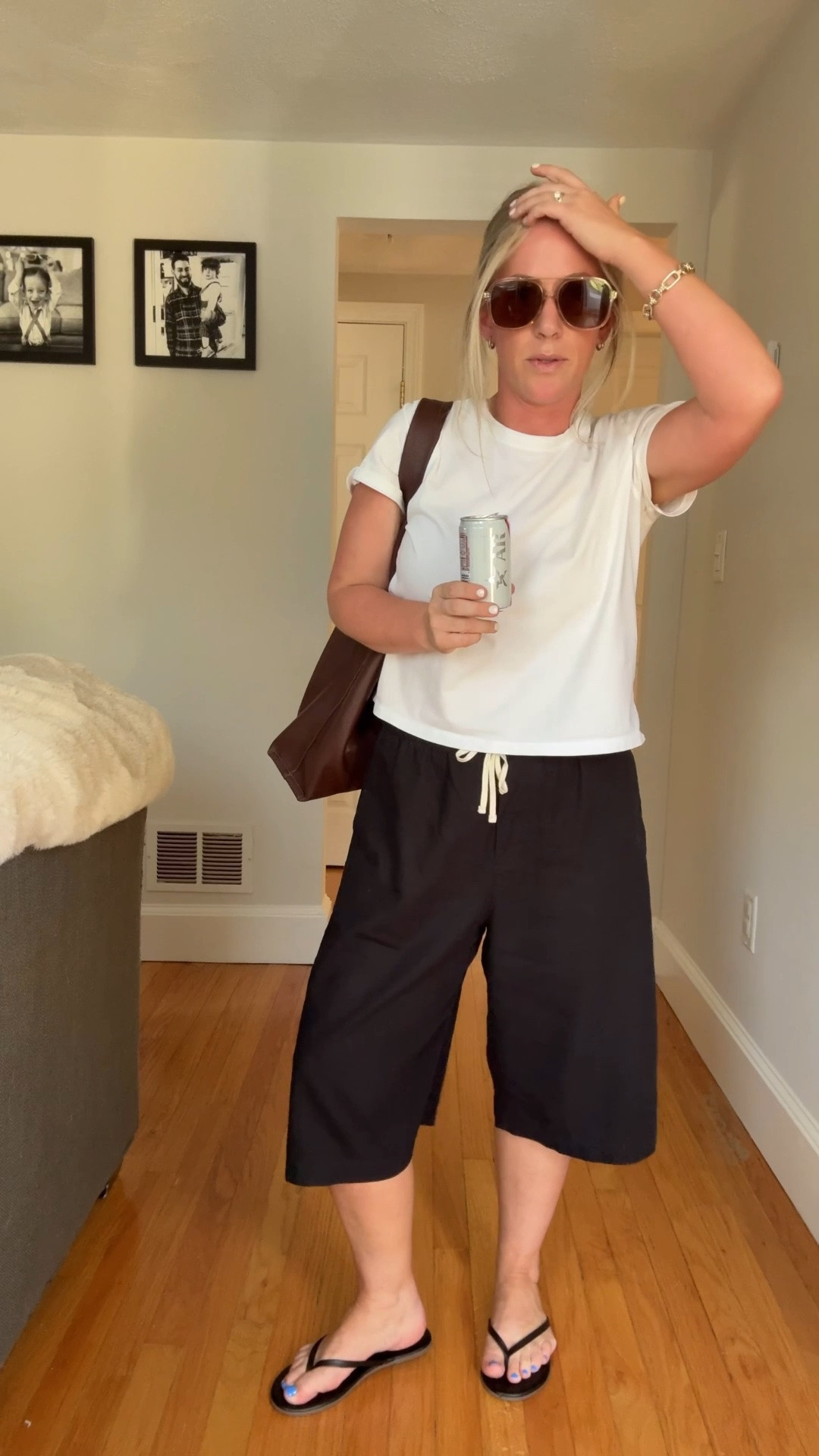 Omg I love these culottes! Wearing S. Waist is a smidge tighter so consider sizing up. Tee is a small. I’d prefer xs for this look but best white tee ever. 

Casual summer look that’s work friendly. 
Culottes are on trend, comfortable, and can be styled up or down.

#LTKgrwm #LTKootd #LTKWorkwear