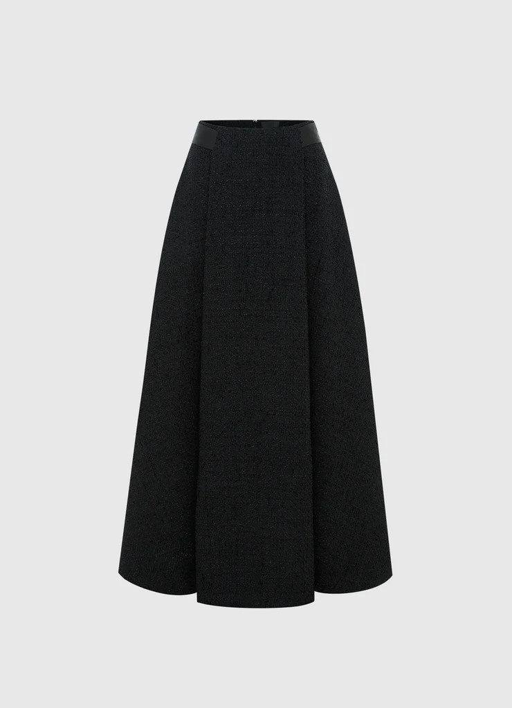 Rafaela Tweed Maxi Skirt - Ebony | LEO LIN