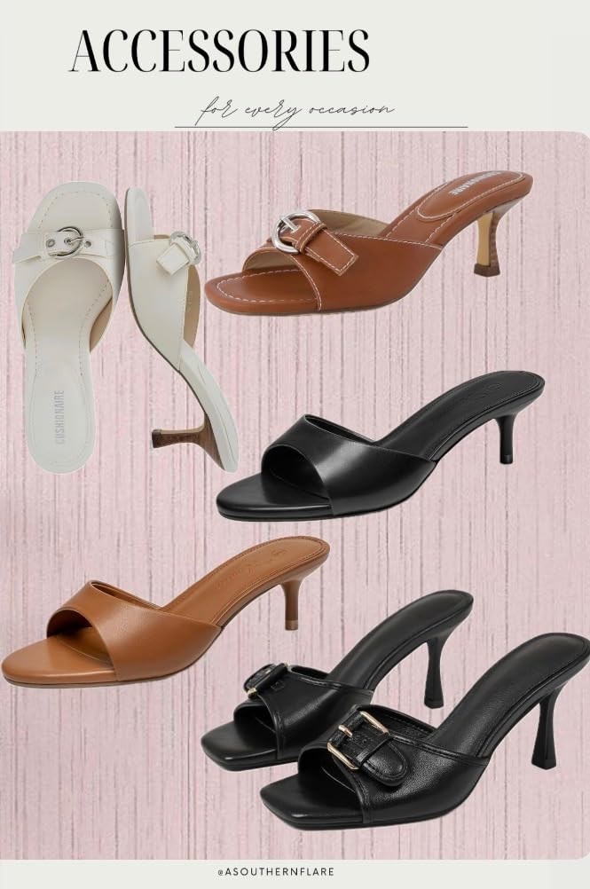 CUSHIONAIRE Belle Kitten Heels for Women with Buckle Accent, Comfortable Mule Dressy Womens Sanda... | Amazon (US)