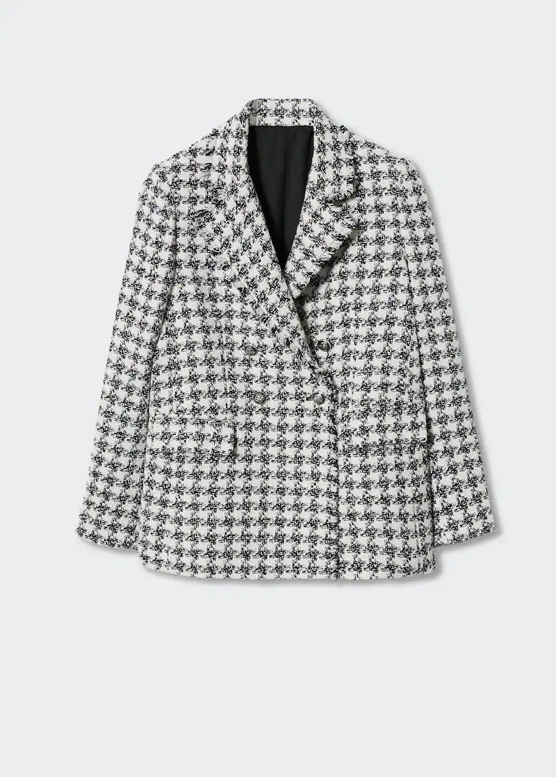 Buttons tweed blazer -  Women | Mango USA | MANGO (US)