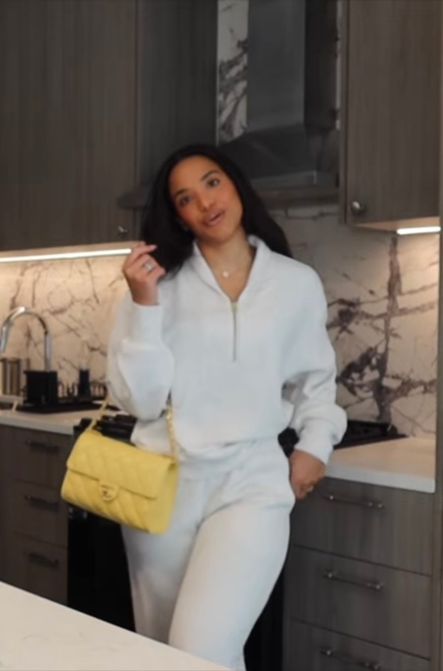 Had to take a screenshot from the vlog 🤣 didn’t have a pic of this set! I love it! The fabric is so soft! Wearing a S in the top & bottom!