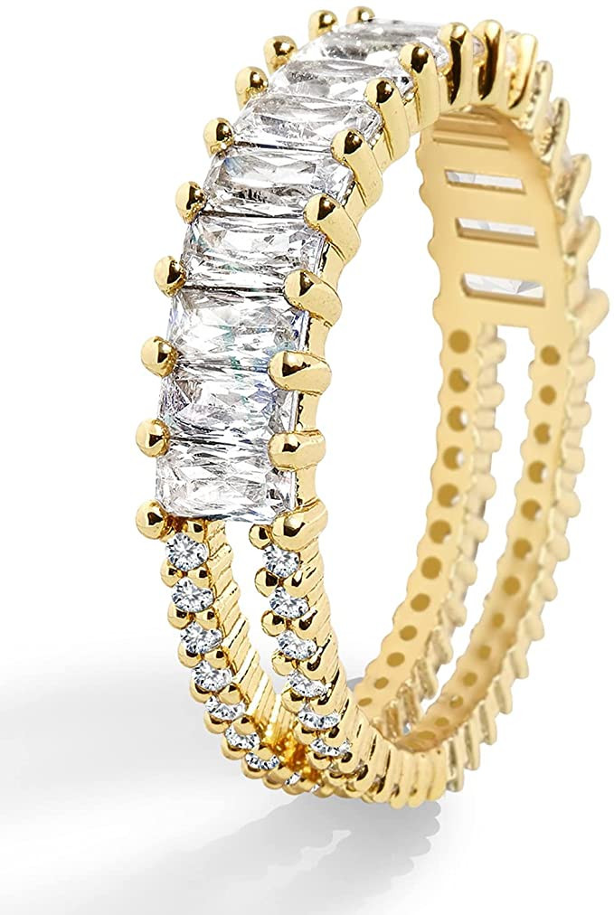 AoJun Fashion Classic 18K Gold Plated Titanium Steel Women Stacking Ring Best Gifts Couples Valen... | Amazon (US)