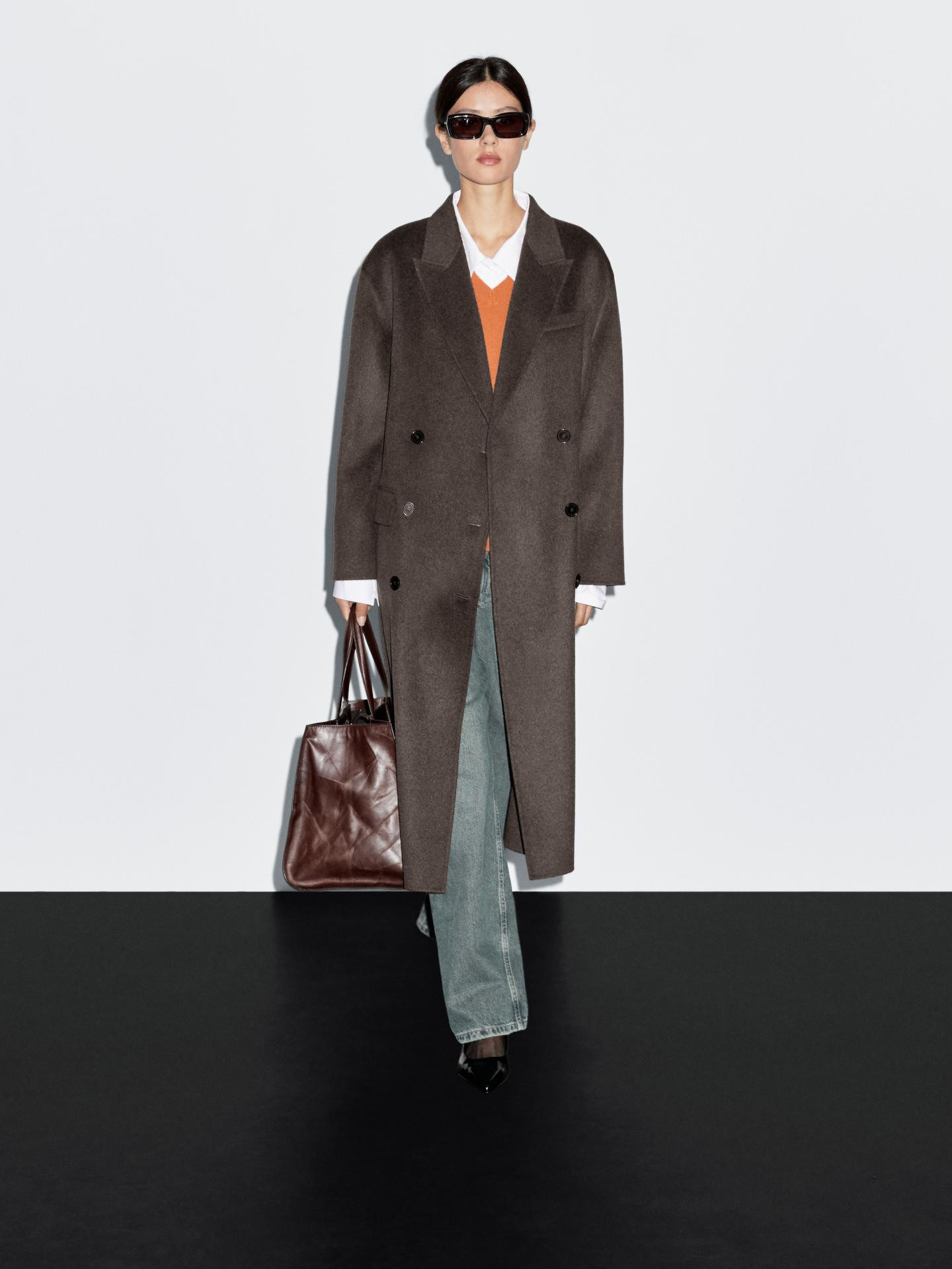 Long wool blend surplice coat | Massimo Dutti UK