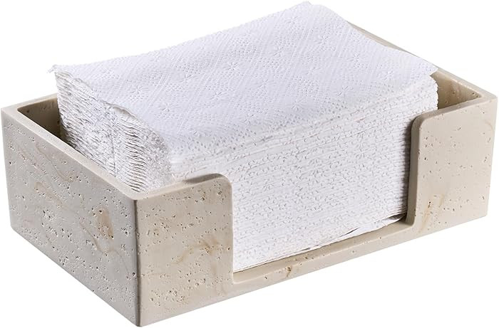 Natural Travertine Textures Bathroom Napkin Holder, Countertop Paper Towel Dispenser for Multifol... | Amazon (US)