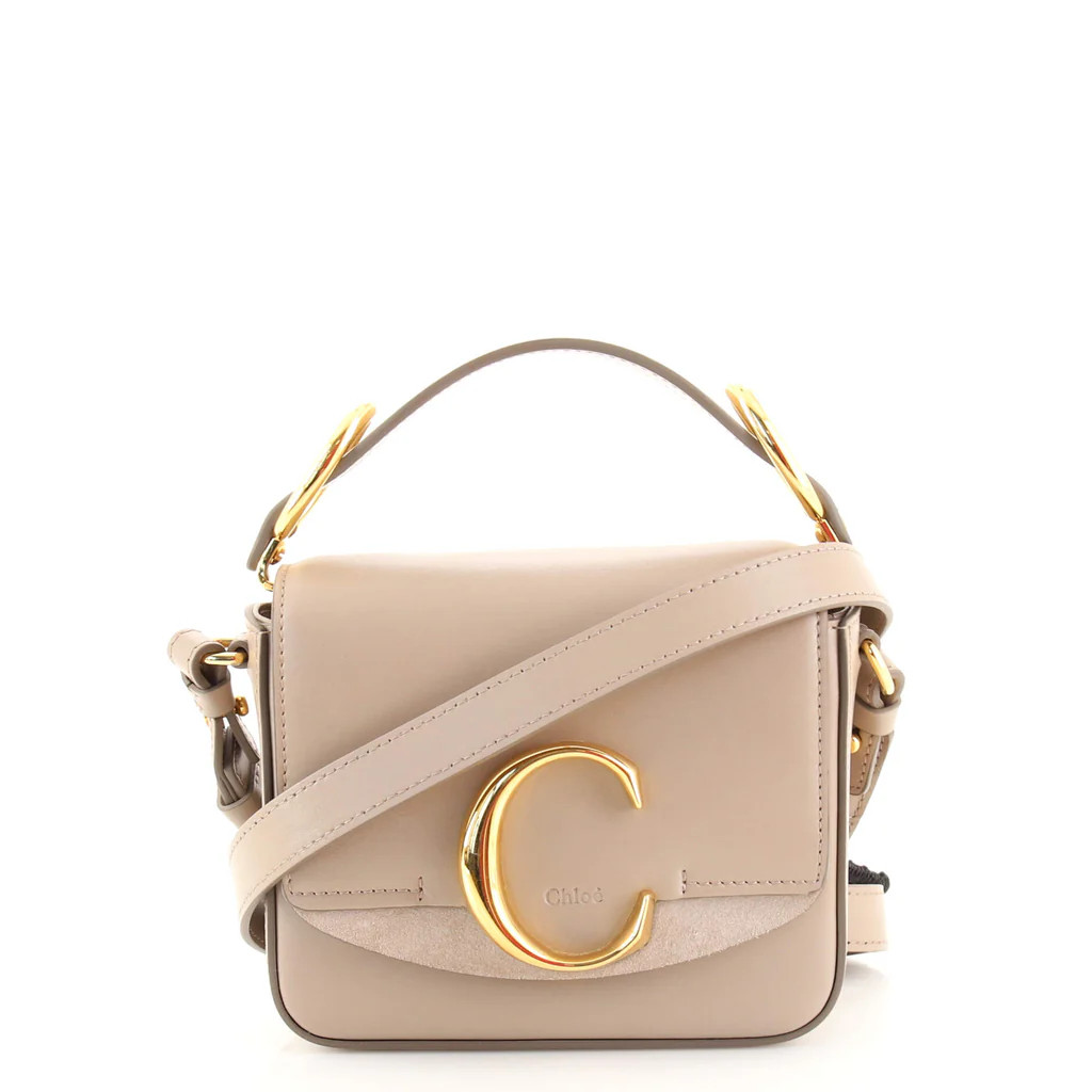 Chloe C Flap Bag Leather Mini Neutral 1667811 | Rebag
