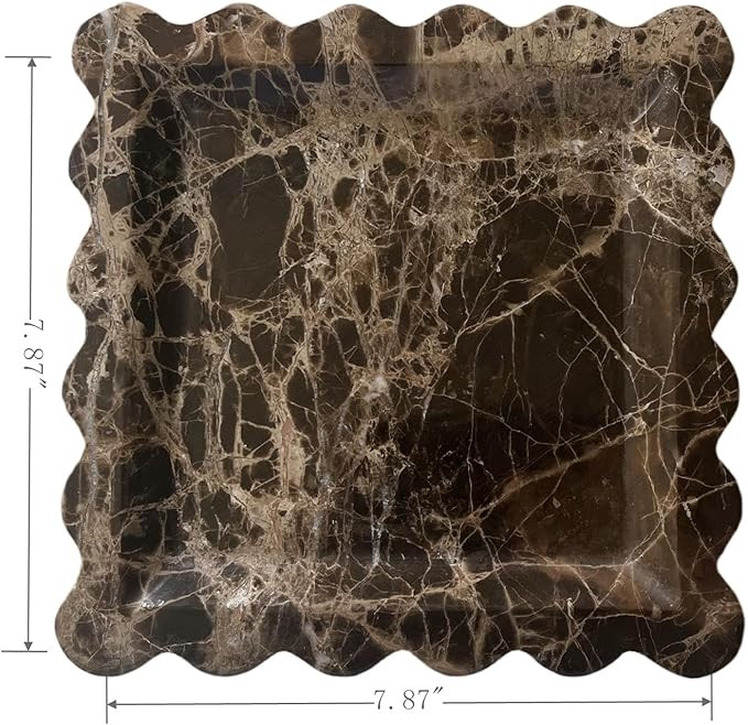 Vintage Natural Marble Tray Small Ornaments Scalloped Tray Handmade Storage Dish for Counter, Van... | Amazon (US)