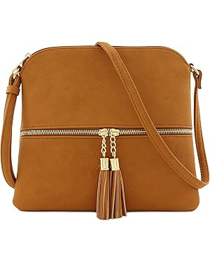 DELUXITY Lightweight Medium Crossbody Bag with Tassel | Amazon (US)