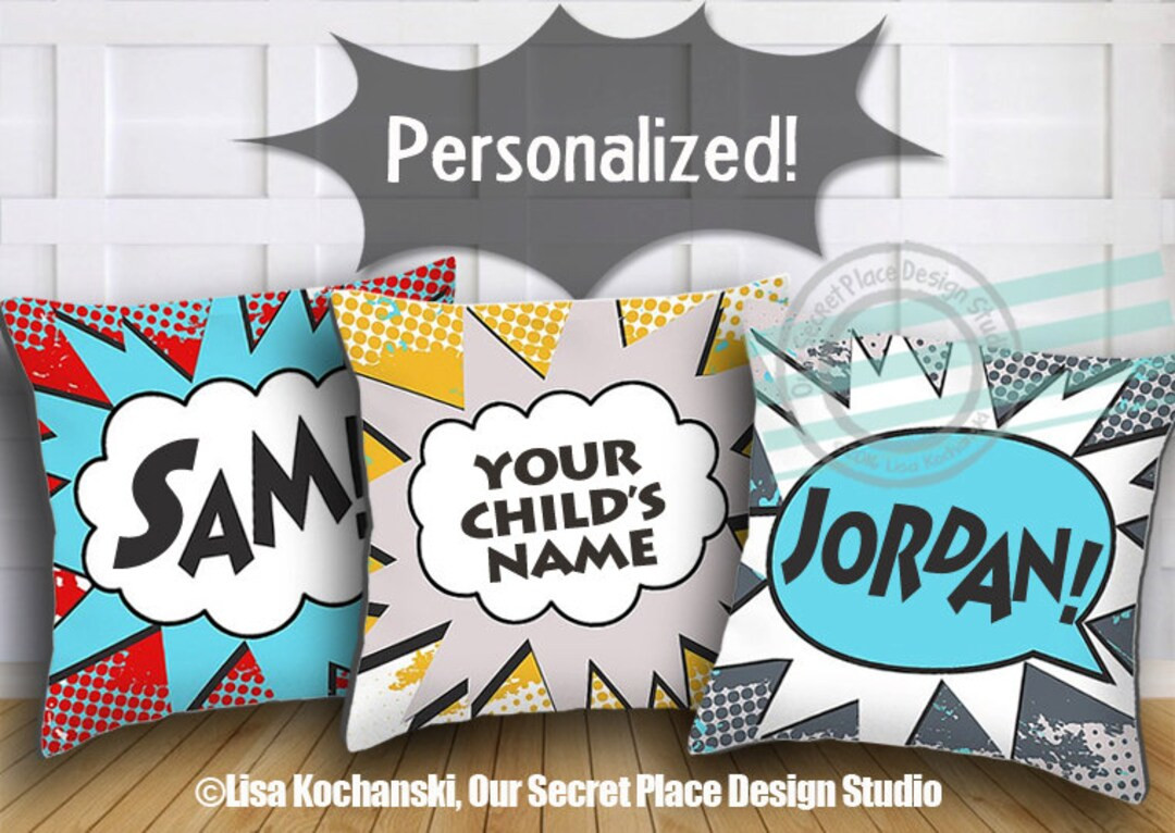 Personalized Pillows for Kids Boys Superhero Throw Pillow Superhero Pillows Boys Bedroom Decor Co... | Etsy (US)
