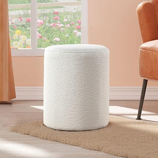 Get Set Style Modern Round Ottoman with Soft Padded Seat, Multifunctional Vanity Chairs for Makeu... | Amazon (US)