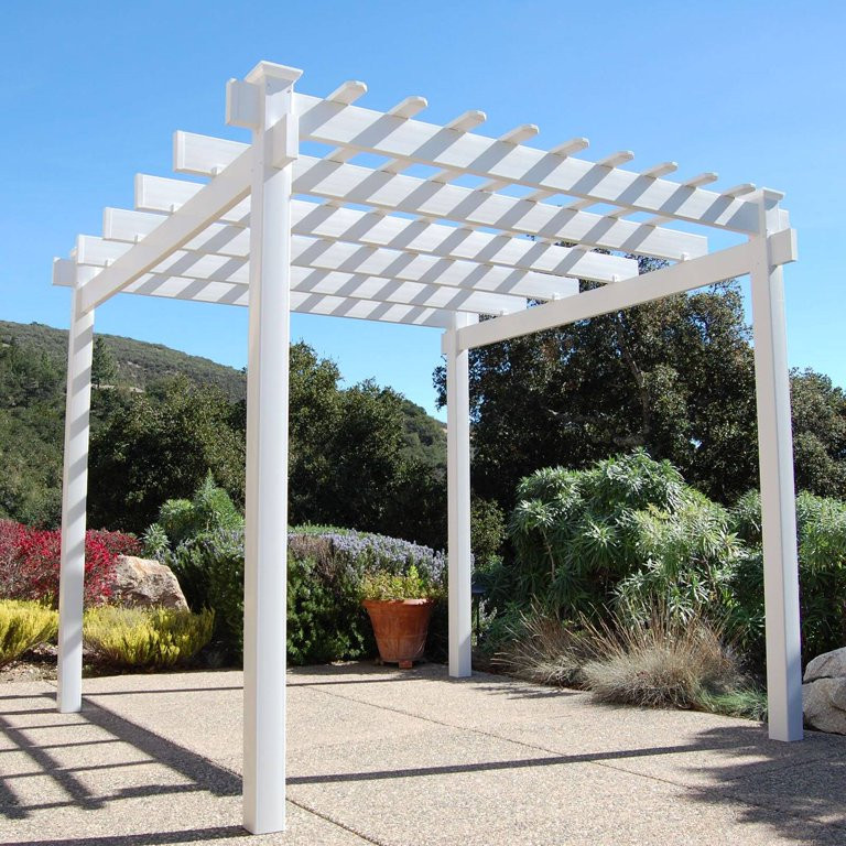 DuraTrel Princeworth 106" x 106" x 96" White Vinyl Pergola - Walmart.com | Walmart (US)