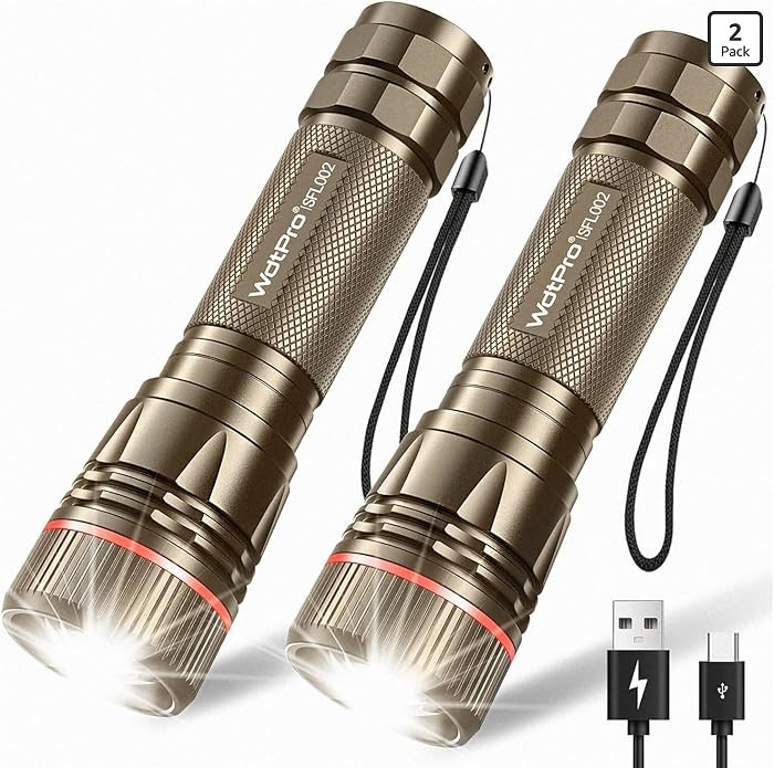 WdtPro Rechargeable Flashlights High Lumens, 2 Pack 10H Long Lasting Super Bright EDC Flashlight,... | Amazon (US)
