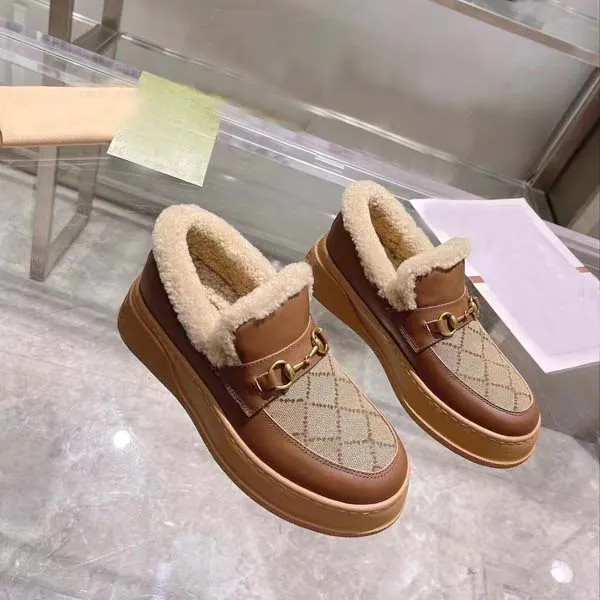 Luxury Designer Women Snow Shoes Gold Metal Clasp Quilted Fashion Winter Flat Bottom Sheepskin Wo... | DHGate