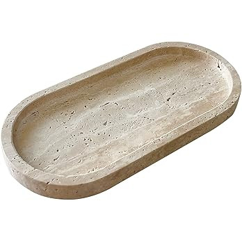 Natural Marble Oval Tray Ornaments Vintage Small Tray Storage Dish for Counter, Vanity, Dresser, ... | Amazon (US)