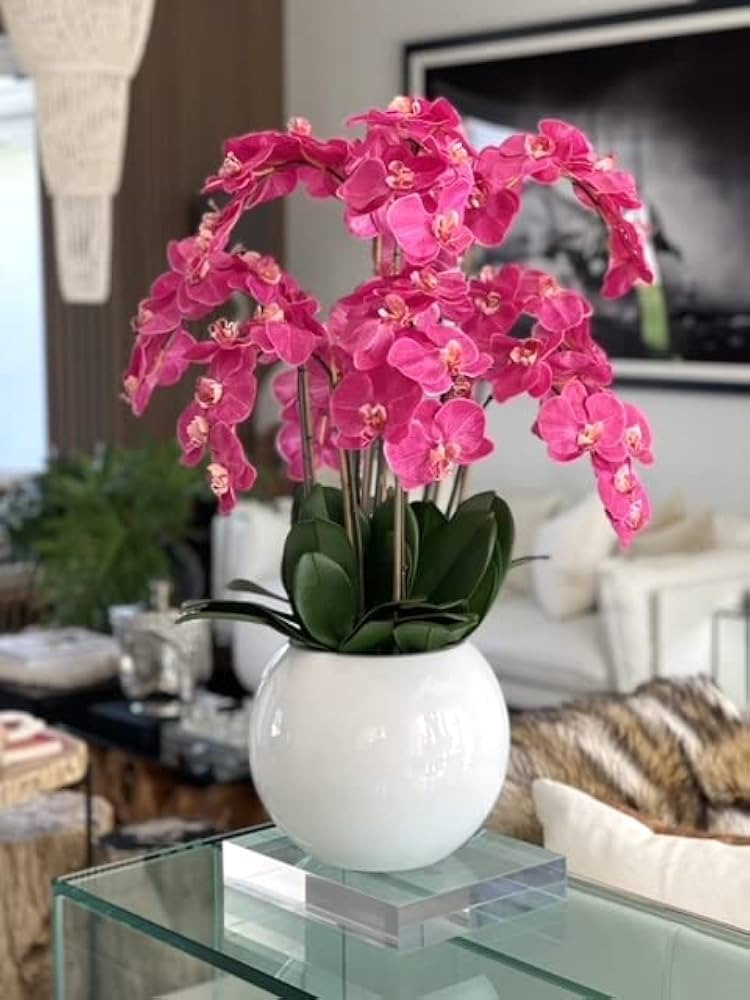 CFA Design Group Beth Fiberglass Bowl with Phalaenopsis Orchids and Foliage (Red) | Amazon (US)