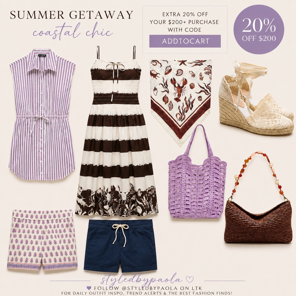 The prettiest summer finds from J.Crew 🌸✨ Coastal-inspired dresses, woven bags, crochet wedges, and vacation-ready pieces you’ll wear all season long. Plus, get 20% OFF your $200+ purchase with code ADDTOCART 🤍 @J.Crew 

✨ Follow @styledbypaola on LTK for daily outfit inspiration, trend alerts, and the best fashion finds!