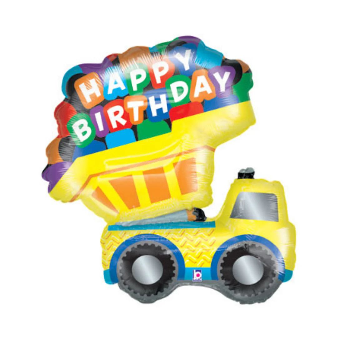 Happy Birthday Construction Dump Truck Balloon | Ellie and Piper