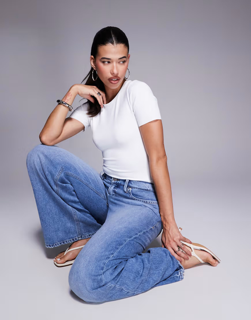 Good American sculpting tee bodysuit in white | ASOS (Global)