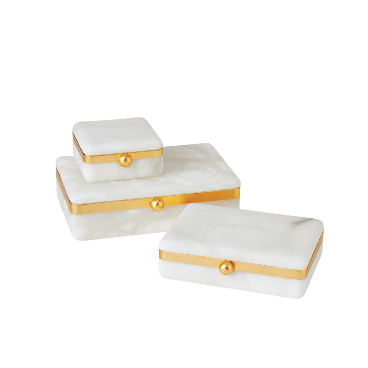 Gold Band Alabaster Decorative Box | The Well Appointed House, LLC